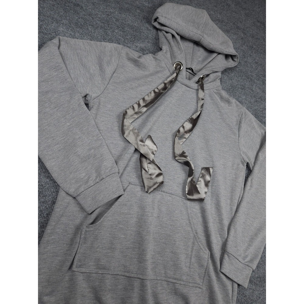 ECRU Studios Hoodie Women's Small / Medium Gray Oversized Satin Ribbon